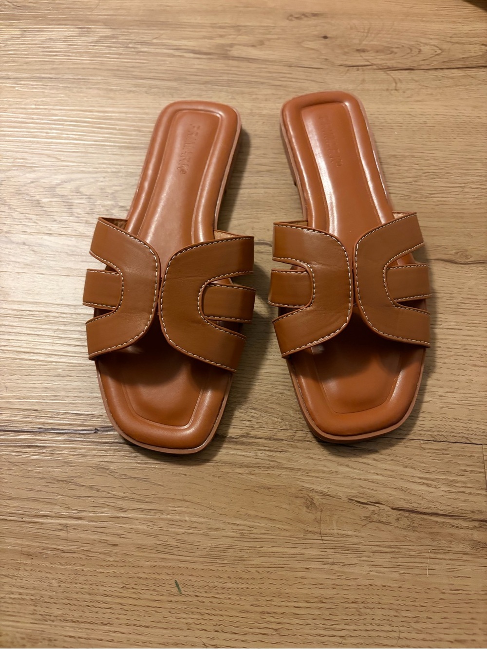 Primark Cognac Brown Leather Slide Mules